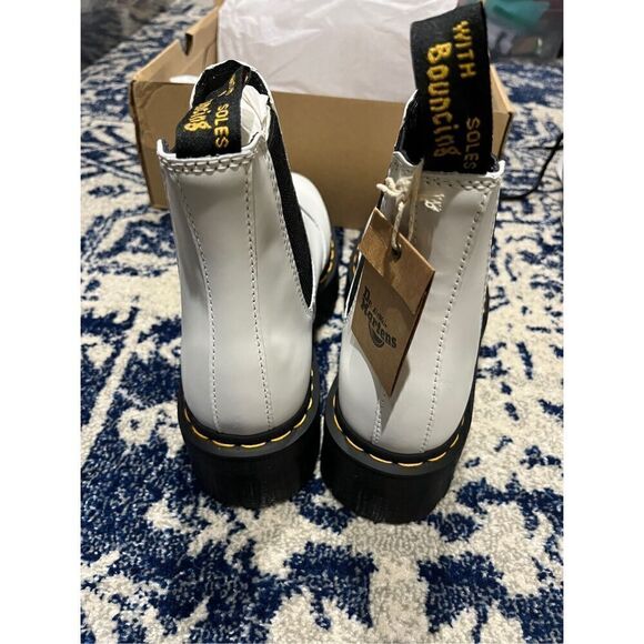 NEW 2976 SMOOTH LEATHER PLATFORM CHELSEA BOOTS WHITE - Picture 7 of 13